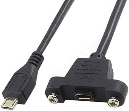 SYSTEM-S Micro USB Panel Mount Micro USB Stecker zu Micro USB Buchse mit Screw Nuts 50cm - DREIKS