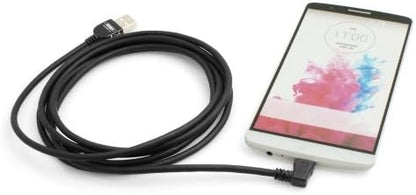 SYSTEM-S Micro USB 2.0 Kabel gewinkelt 90 grad Winkelstecker (links/male) Datenkabel und Ladekabel 140 cm - DREIKS