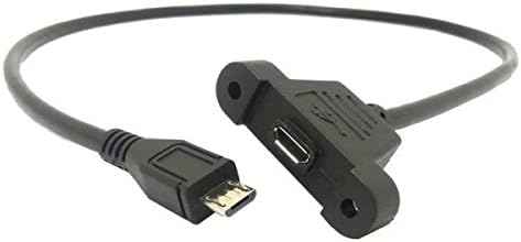 SYSTEM-S Micro USB Panel Mount Micro USB Stecker zu Micro USB Buchse mit Screw Nuts 50cm - DREIKS
