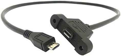 SYSTEM-S Micro USB Panel Mount Micro USB Stecker zu Micro USB Buchse mit Screw Nuts 50cm - DREIKS