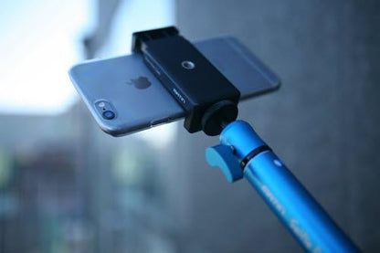 SYSTEM-S Matin Selfie Stange Stick Stab Monopod Teleskop ca. 25cm - 100cm Selfiestick Halter für Kameras Smartphones Handys von 5,5cm - 9cm - DREIKS