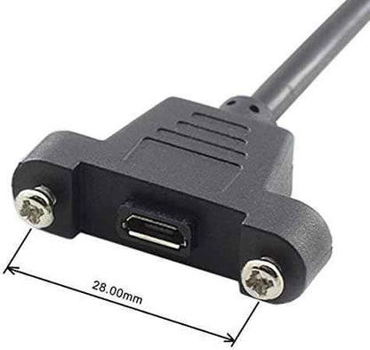 SYSTEM-S Micro USB Panel Mount Micro USB Stecker zu Micro USB Buchse mit Screw Nuts 50cm - DREIKS