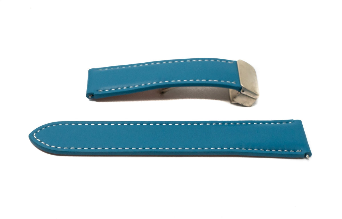Armband 20 mm aus Leder für Samsung Galaxy Watch 5 4 Smartwatch in Blau | System-S