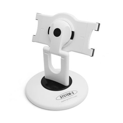 Aidata Universal Kombi Set Neigungsverstellbarer 360° Rotation Schreibtisch Desktop Ständer Halterung und Sockel Basis 360° drehbar Fuß für Tablet PC eBook Reader 17 - 19,5 cm weiß