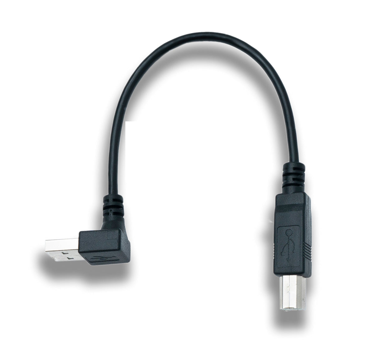 SYSTEM-S USB 2.0 Kabel 20 cm Typ B Stecker zu Typ A Stecker Winkel (up-angled) - DREIKS