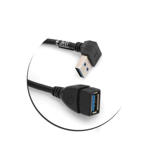 SYSTEM-S USB 3.0 Typ A Kabel (male) 90° gewinkelt Abwärts Winkel auf USB 3.0 Typ A (female) Ladekabel Datenkabel Verlängerungskabel 23 cm - DREIKS