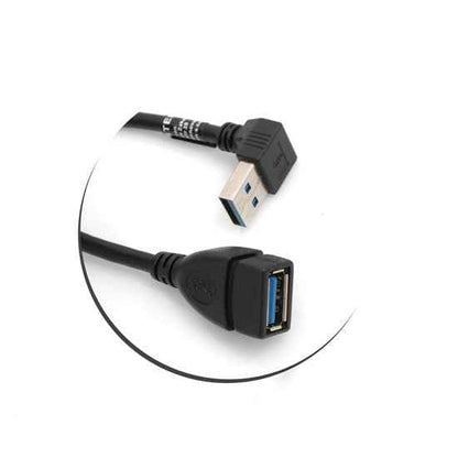 SYSTEM-S USB 3.0 Typ A Kabel (male) 90° gewinkelt Abwärts Winkel auf USB 3.0 Typ A (female) Ladekabel Datenkabel Verlängerungskabel 23 cm - DREIKS