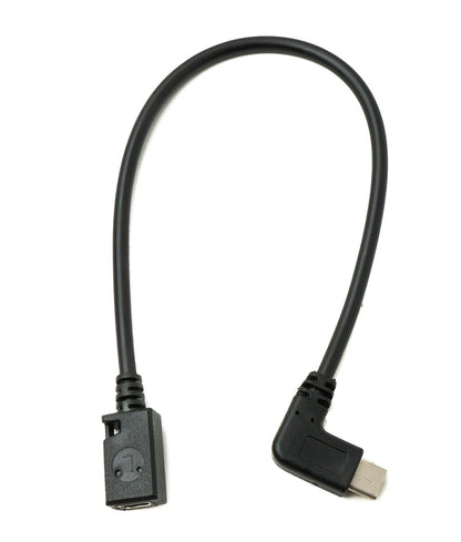 USB 3.1 Kabel 25 cm Typ C Stecker zu 2.0 Mini B Buchse Left Right Angled Winkel Adapter in Schwarz | System-S