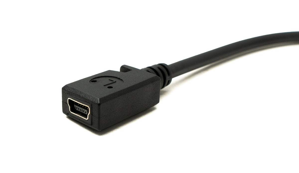 USB 3.1 Kabel 25 cm Typ C Stecker zu 2.0 Mini B Buchse Left Right Angled Winkel Adapter in Schwarz | System-S