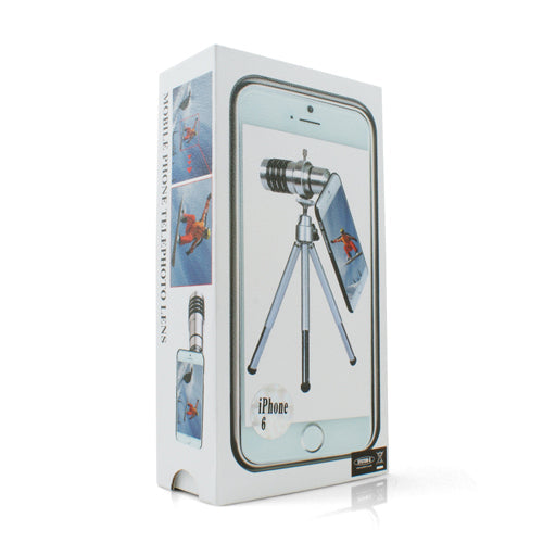 System-S 12x Telescope Telephoto Zoom Lens with Hard Case and Mini Tripod for iPhone 6