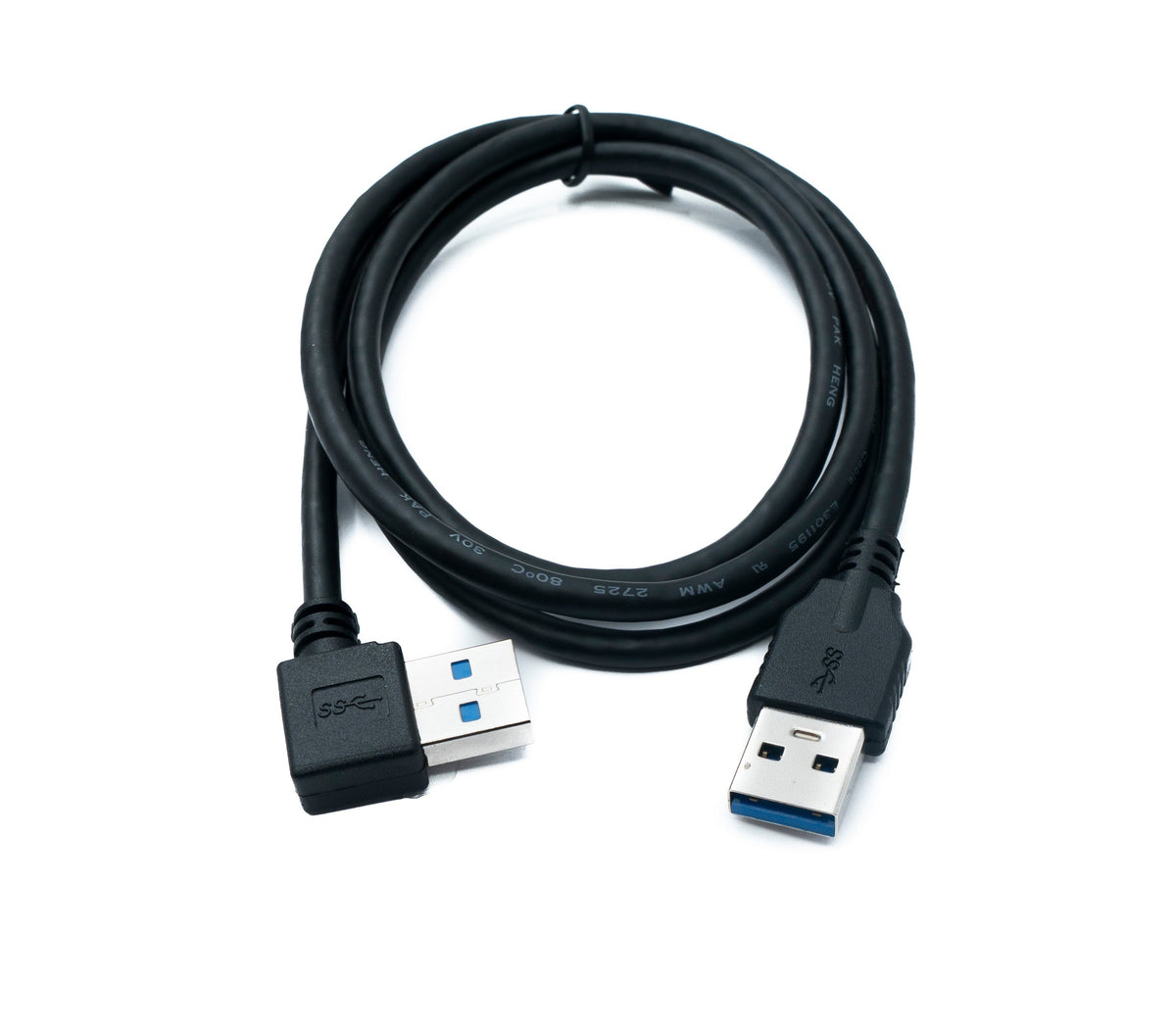 USB 3.0 Kabel 100 cm Typ A Stecker zu Stecker Adapter Winkel in Schwarz | System-S