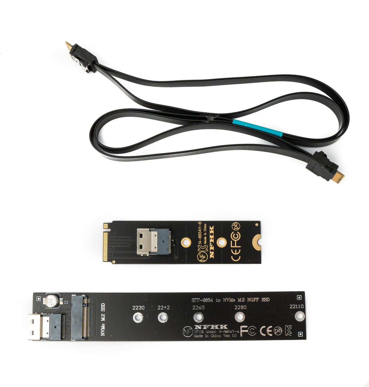 SFF-8654 NGFF M-key 40 cm NVME Kabel Stecker zu Buchse für Mainboard SSD | System-S