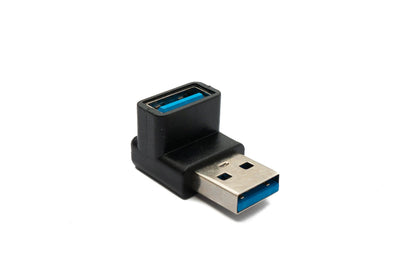 SYSTEM-S USB 3.0 Gen 2 Adapter Type A Male to Female Angled Cable in Black