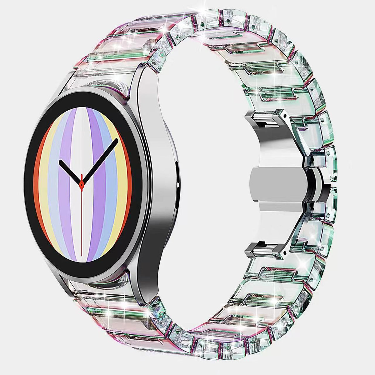 Armband 20 mm aus PC für Samsung Galaxy Watch 5 4 Smartwatch in Transparent Bunt | System-S