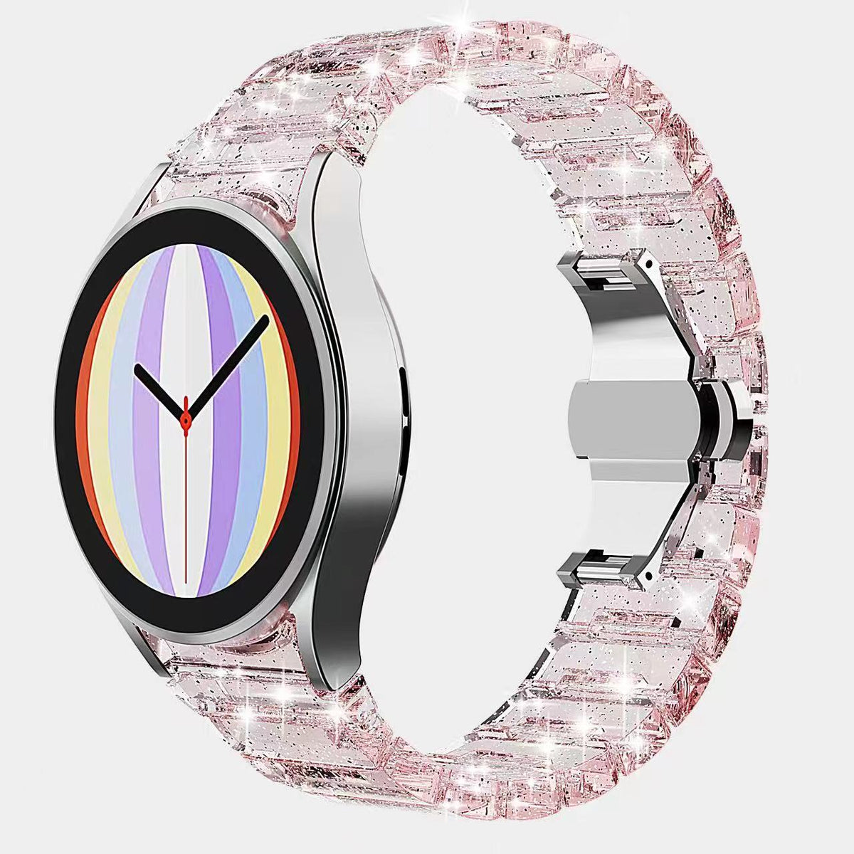 Armband 20 mm aus PC für Samsung Galaxy Watch 5 4 Smartwatch in Glitzer Pink | System-S