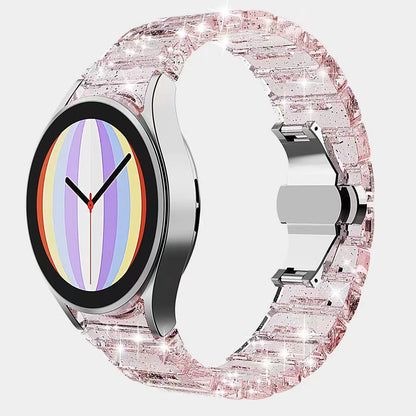 Armband 20 mm aus PC für Samsung Galaxy Watch 5 4 Smartwatch in Glitzer Pink | System-S