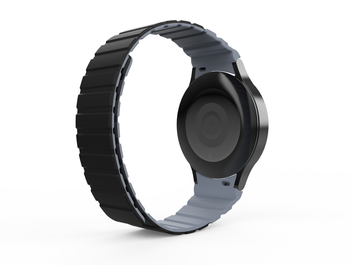 Armband 20 mm aus Silikon magnetisch für Samsung Galaxy Watch 5 4 in Schwarz | System-S