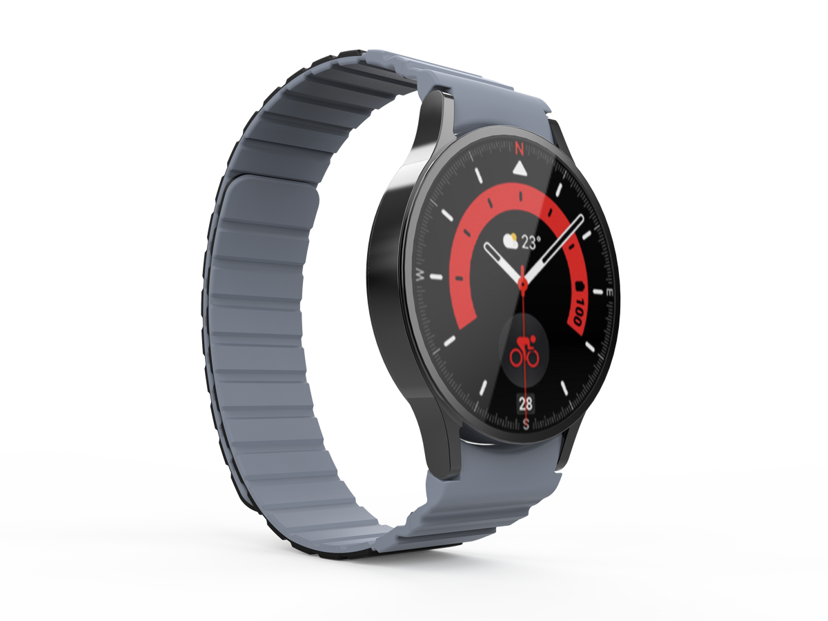 Armband 20 mm aus Silikon magnetisch für Samsung Galaxy Watch 5 4 in Schwarz | System-S