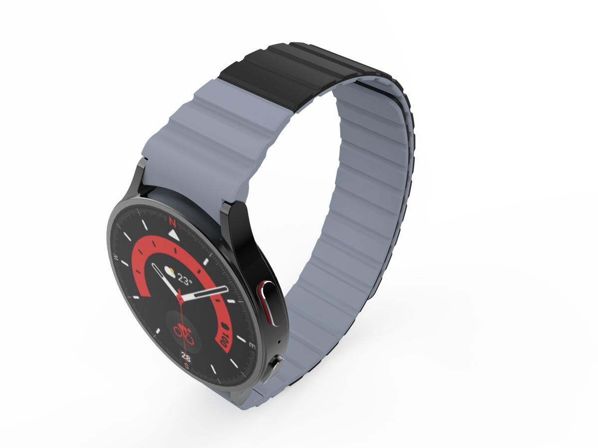Armband 20 mm aus Silikon magnetisch für Samsung Galaxy Watch 5 4 in Schwarz | System-S