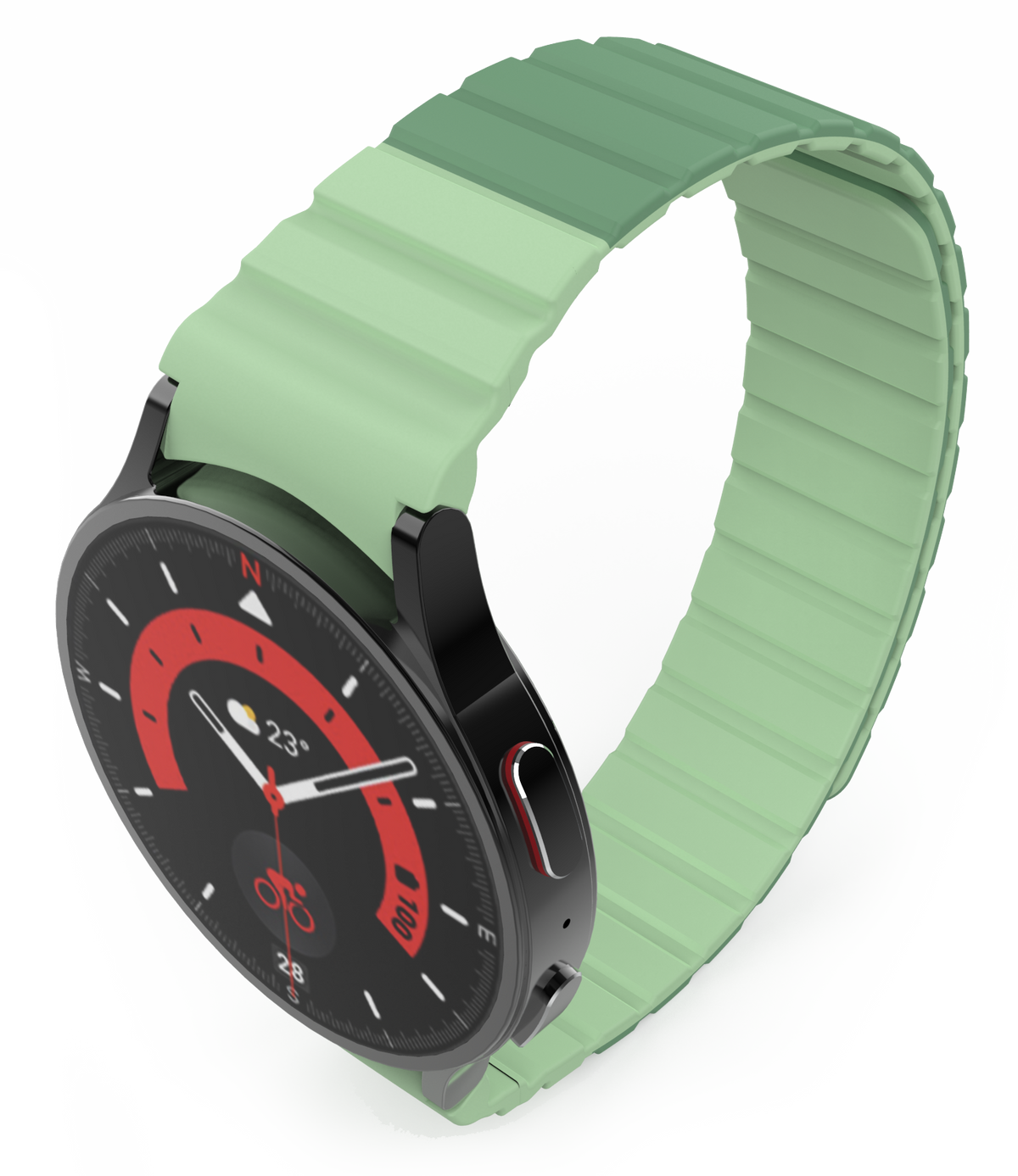 Armband 20 mm aus Silikon magnetisch für Samsung Galaxy Watch 5 4 in Grün | System-S