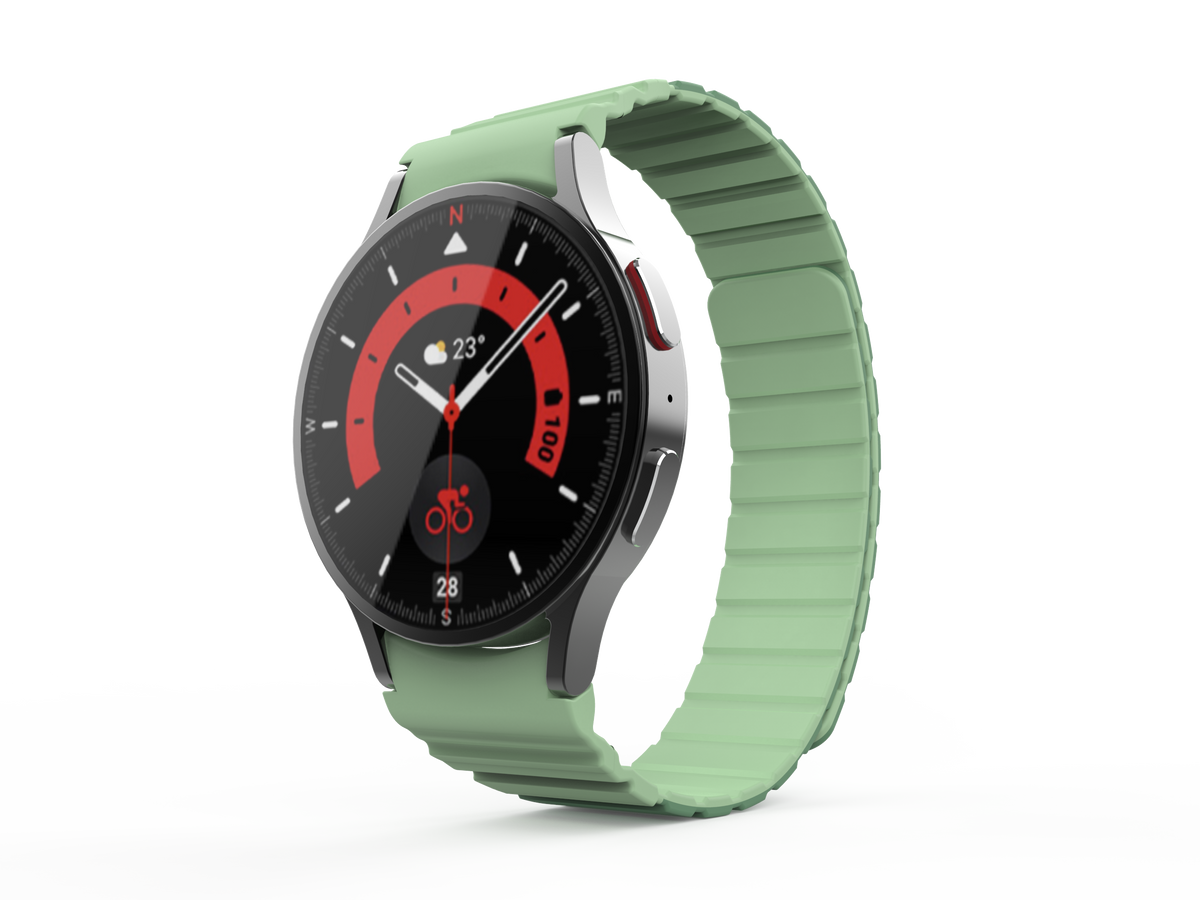 Armband 20 mm aus Silikon magnetisch für Samsung Galaxy Watch 5 4 in Grün | System-S