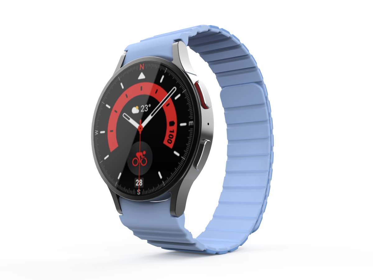 SYSTEM-S 20 mm silicone magnetic strap for Samsung Galaxy Watch 5 4 in blue