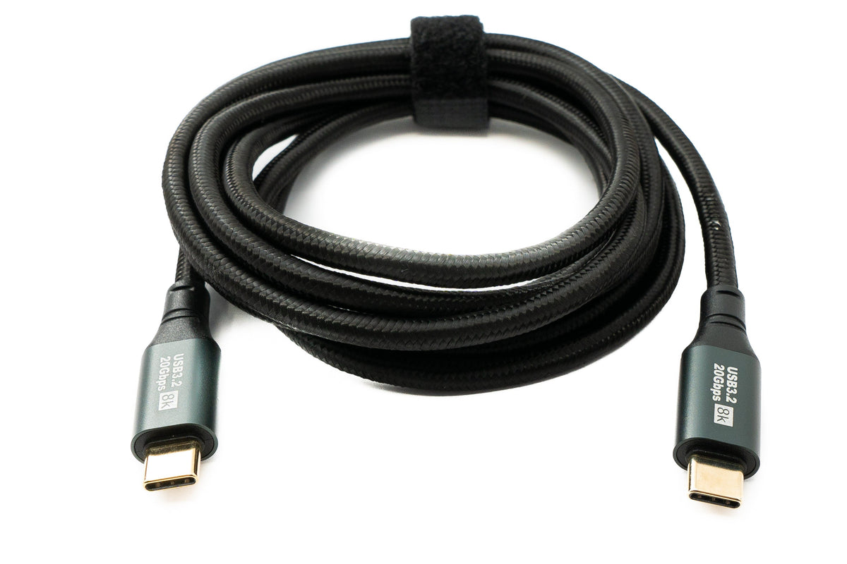 SYSTEM-S USB 3.2 Gen 2 8K 2 m Cable Type C Male to Male Braided 20 Gbps 100 W Compatible for iPhone 15