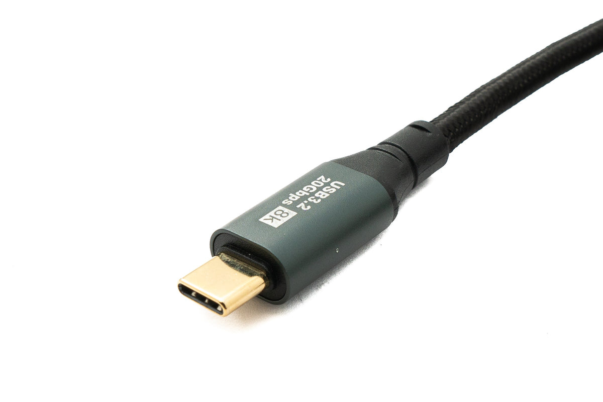 SYSTEM-S USB 3.2 Gen 2 8K 2 m Cable Type C Male to Male Braided 20 Gbps 100 W Compatible for iPhone 15