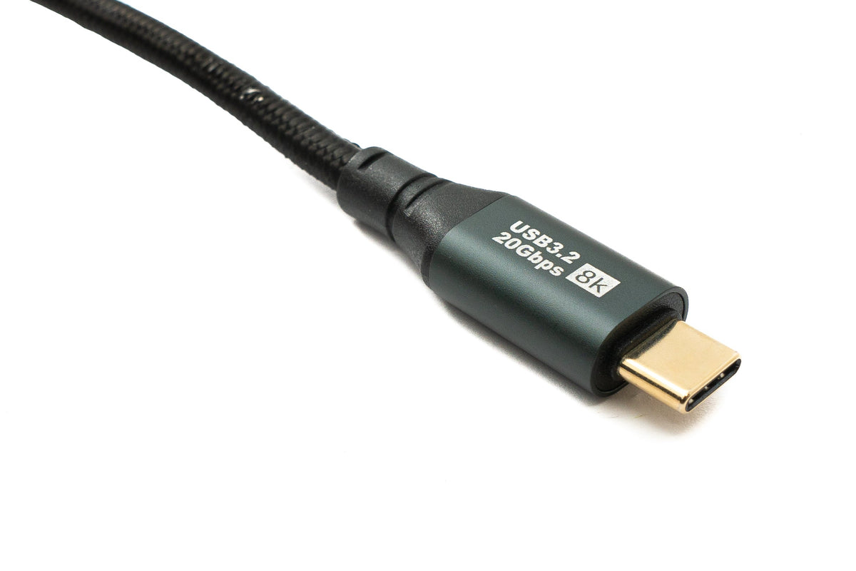 SYSTEM-S USB 3.2 Gen 2 8K 2 m Cable Type C Male to Male Braided 20 Gbps 100 W Compatible for iPhone 15