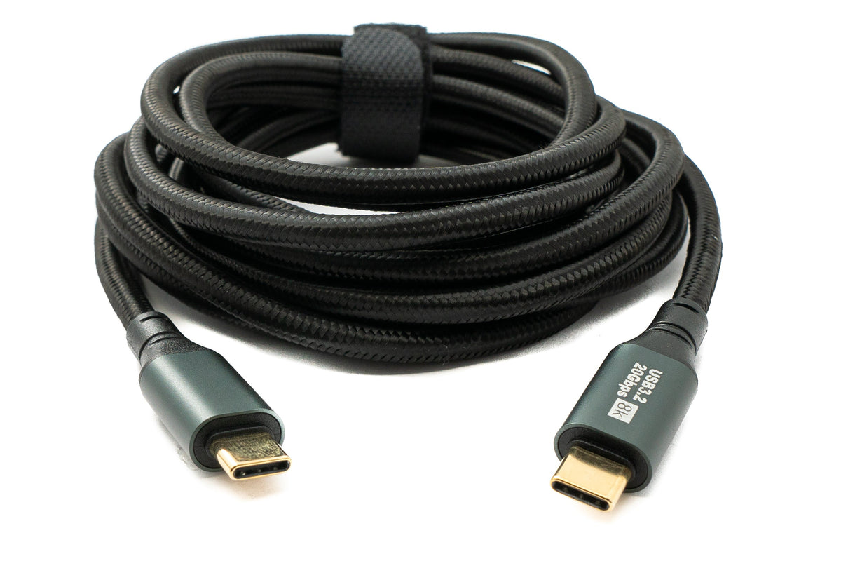 SYSTEM-S USB 3.2 Gen 2 8K 3 m Cable Type C Male to Male Braided 20 Gbps 100 W Compatible for iPhone 15