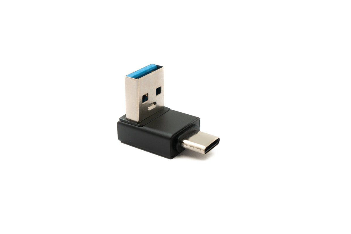 USB 3.0 Adapter Typ A Stecker zu 3.1 C Stecker unidirektional Winkel 5 Gbit/s Kabel in Schwarz | System-S