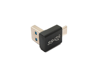 USB 3.0 Adapter Typ A Stecker zu 3.1 C Stecker unidirektional Winkel 5 Gbit/s Kabel in Schwarz | System-S