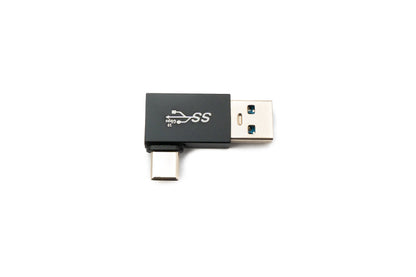 SYSTEM-S USB 3.0 adapter type A male to 3.1 C male unidirectional angle 5 Gbit/s cable in black