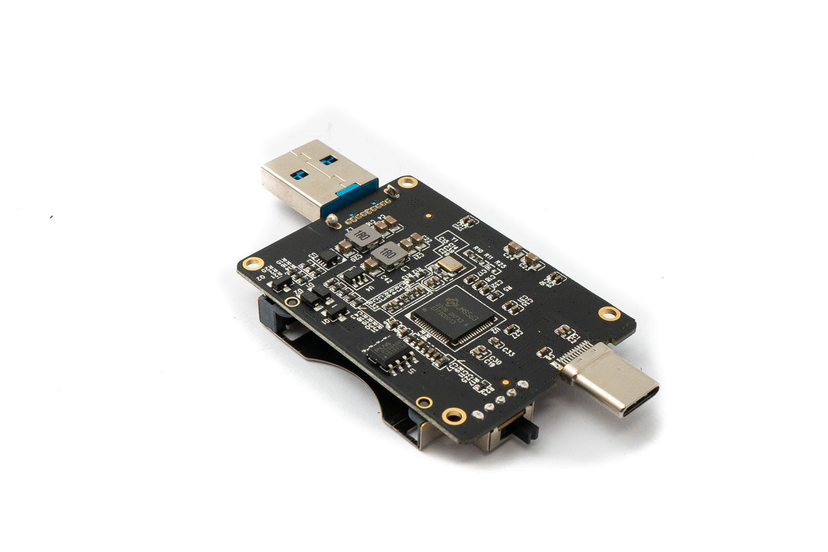 CFexpress Adapter Buchse zu USB 3.1 Stecker & 3.0 Stecker mit Schalter Kabel | System-S