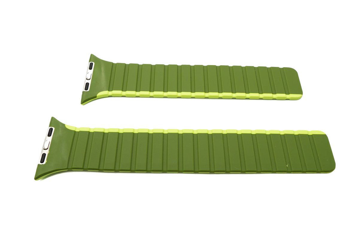 SYSTEM-S bracelet 42 44 45 49 mm made of silicone flexible magnetic for Apple Watch Smartwatch Green Light Green