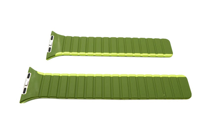 SYSTEM-S bracelet 42 44 45 49 mm made of silicone flexible magnetic for Apple Watch Smartwatch Green Light Green