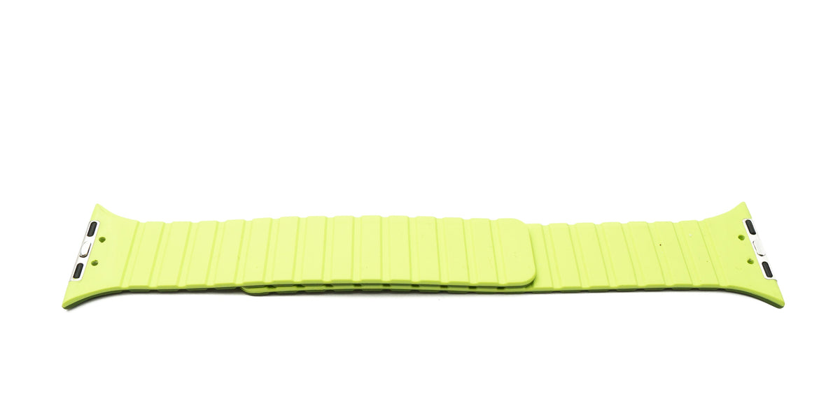 SYSTEM-S bracelet 42 44 45 49 mm made of silicone flexible magnetic for Apple Watch Smartwatch Green Light Green