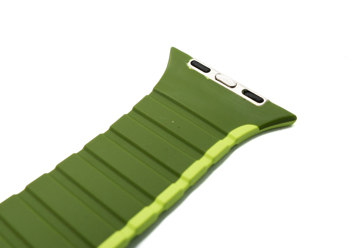 SYSTEM-S bracelet 42 44 45 49 mm made of silicone flexible magnetic for Apple Watch Smartwatch Green Light Green