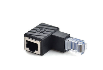 LAN Adapter RJ45 Stecker zu Buchse Winkel Ethernetadapter Kabel in Schwarz | System-S