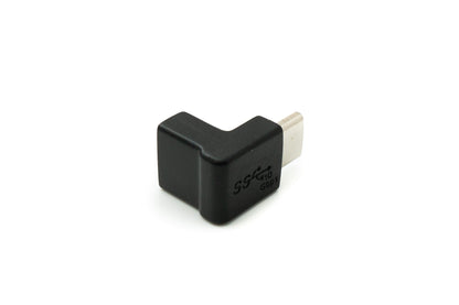 SYSTEM-S USB 3.1 Adapter Type C Male to Female Angled Cable in Black