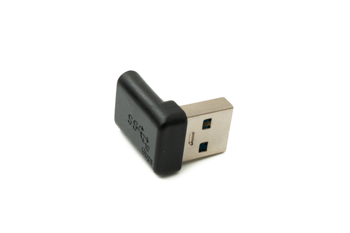 USB 3.1 Adapter Typ C Buchse zu 3.0 Typ A Stecker Winkel Kabel in Schwarz | System-S