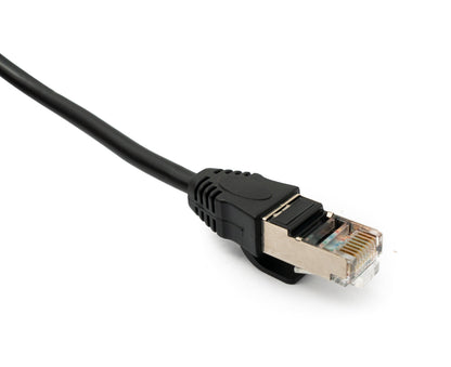 LAN Kabel 150 cm 8P8C Buchse zu RJ45 Stecker Winkel Schraube in Schwarz | System-S