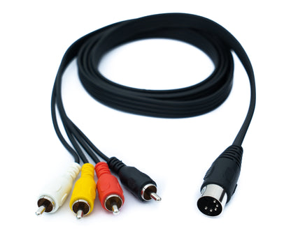 SYSTEM-S Cinch 4 RCA Kabel 150 cm Stecker zu DIN 5 polig Stecker Stereo Schwarz - DREIKS