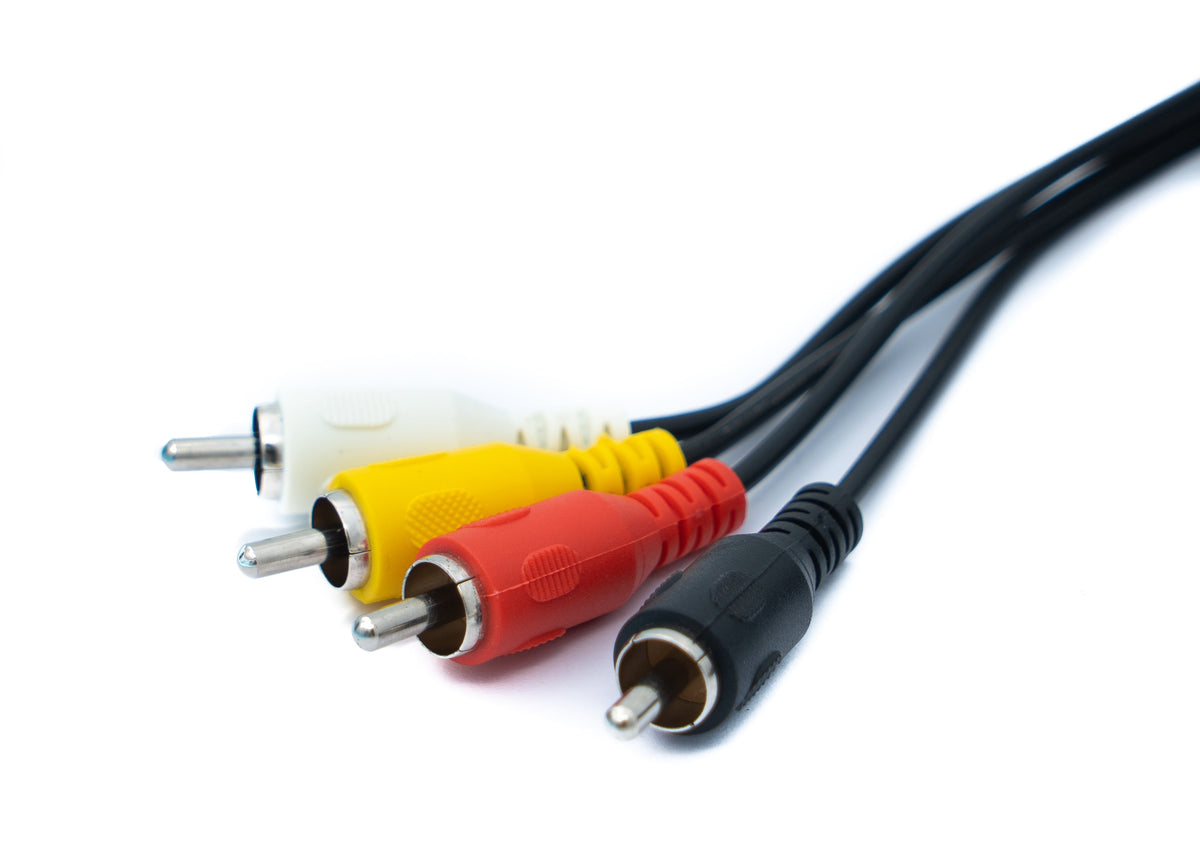 SYSTEM-S Cinch 4 RCA Kabel 150 cm Stecker zu DIN 5 polig Stecker Stereo Schwarz - DREIKS