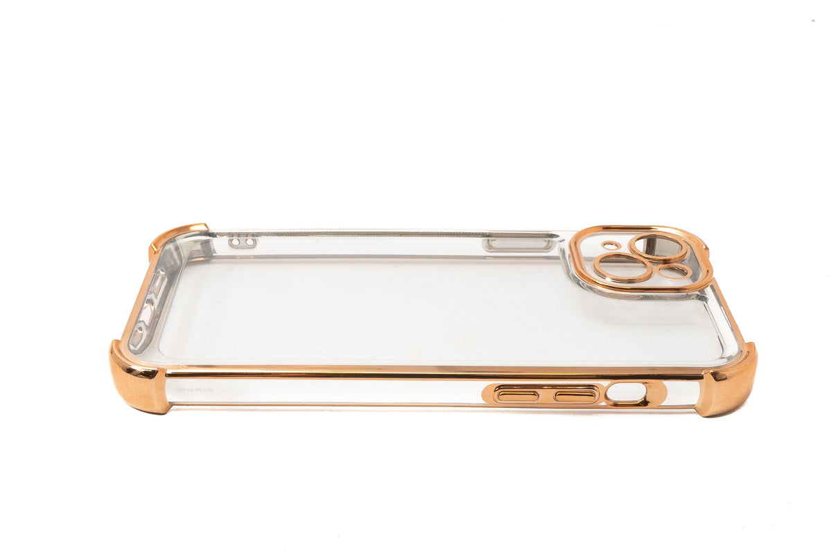 Schutzhülle stoßfest aus TPU in Glanz Gelb Transparent Hülle für iPhone 14 Plus | System-S