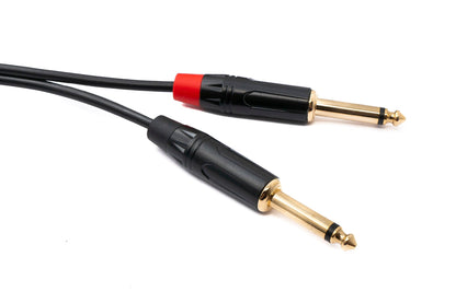 Audio Cinch 2 RCA Kabel 100 cm 2x Stecker zu 2x Klinke AUX 6,35 mm 2 polig Stecker | System-S