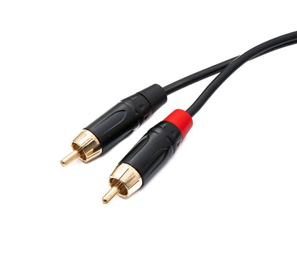 Audio Cinch 2 RCA Kabel 100 cm 2x Stecker zu 2x Klinke AUX 6,35 mm 2 polig Stecker | System-S