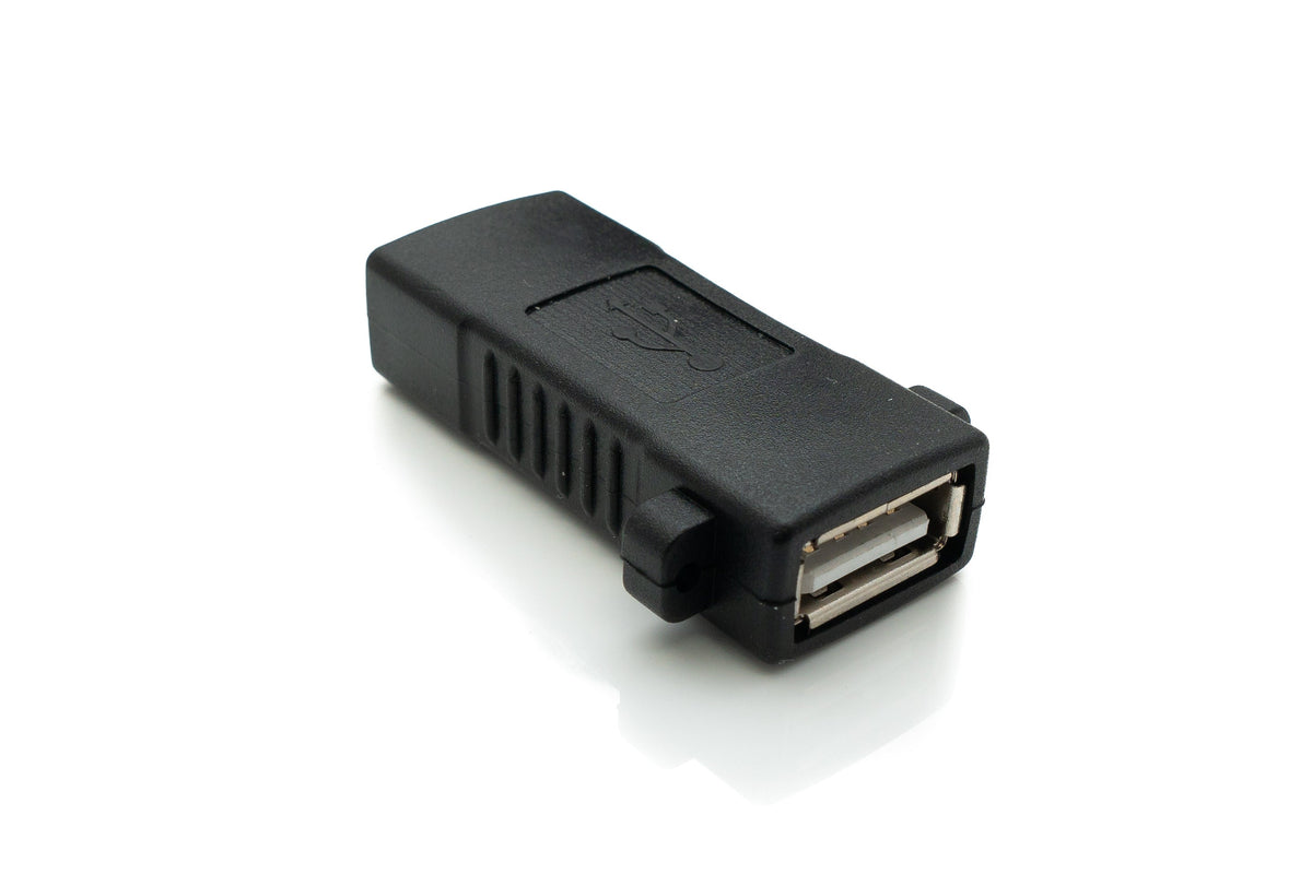 USB 2.0 Adapter Typ A Buchse zu Buchse Schraube Kabel in Schwarz | System-S