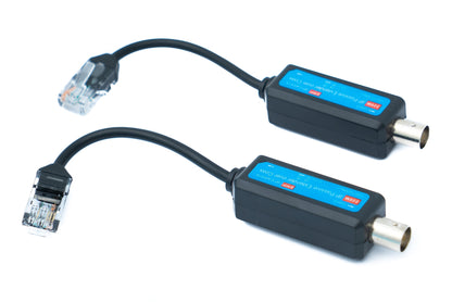 2x Coaxial Kabel 10 cm RJ45 Stecker zu BNC Buchse für HD Kameras in Schwarz | System-S