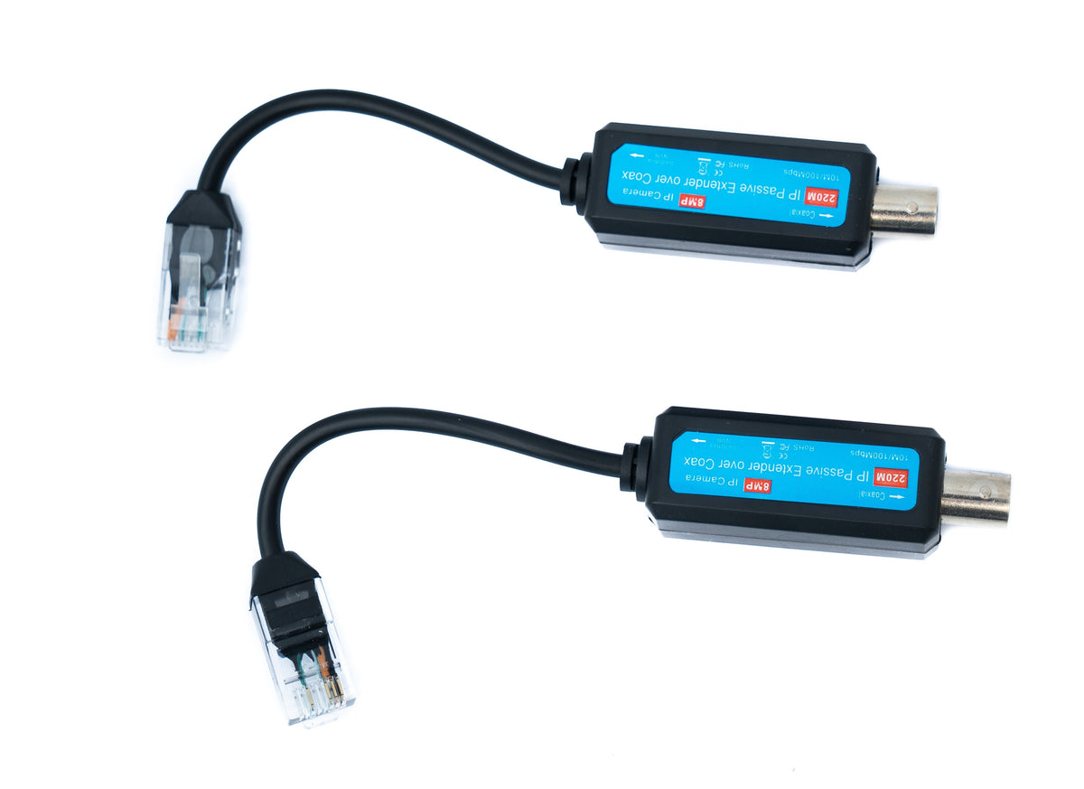 2x Coaxial Kabel 10 cm RJ45 Stecker zu BNC Buchse für HD Kameras in Schwarz | System-S
